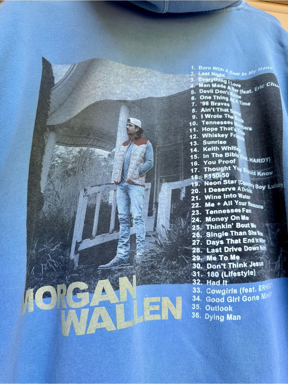 Morgan Wallen Blue Hoodie Size XL One Thing At A Time - Picture 7 of 8